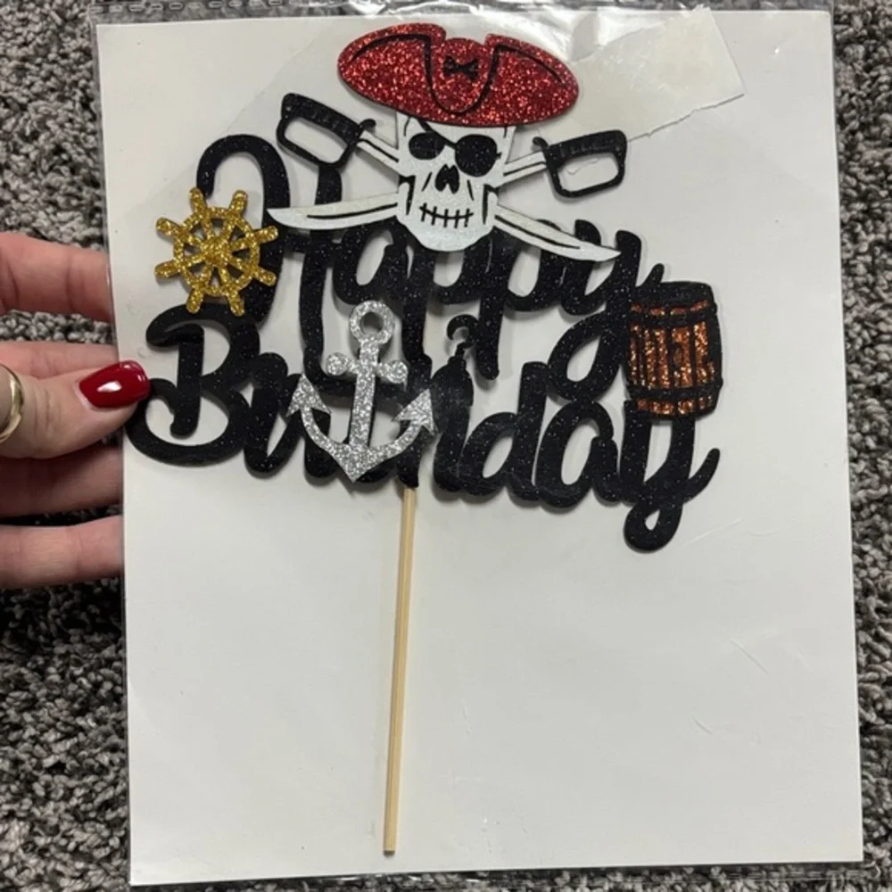 Pirate Themed Happy Birthday Cake Topper